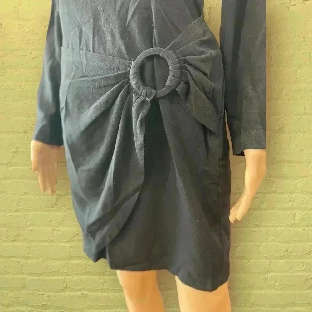 Vintage little black sexy cocktail 80’s dress sarong-small - Picture 3 of 11